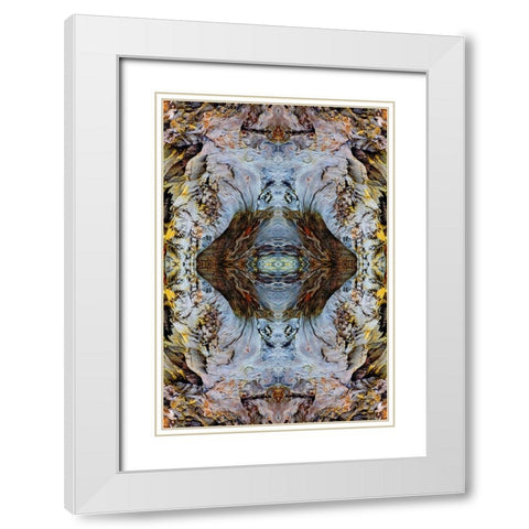 Abstract pattern in driftwood-Bandon Beach-Oregon White Modern Wood Framed Art Print with Double Matting by Jones, Adam