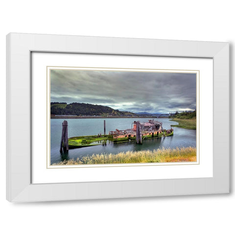 Historic shipwreck-Mary D Hume-a National Register of Historic Places-Gold Beach-Oregon White Modern Wood Framed Art Print with Double Matting by Jones, Adam