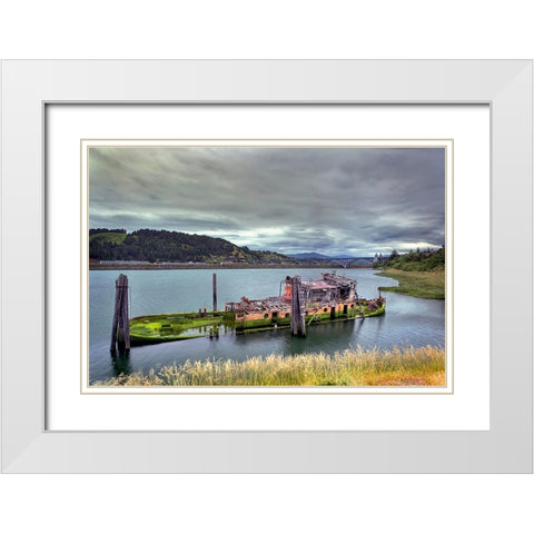 Historic shipwreck-Mary D Hume-a National Register of Historic Places-Gold Beach-Oregon White Modern Wood Framed Art Print with Double Matting by Jones, Adam