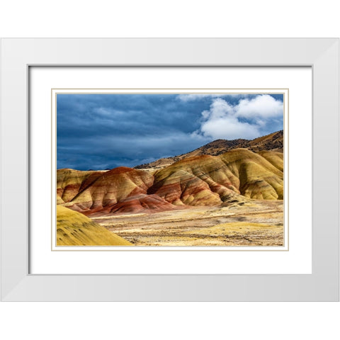 USA-John Day Fossil Beds-Painted Hills Unit Overlook White Modern Wood Framed Art Print with Double Matting by Friel, Bernard