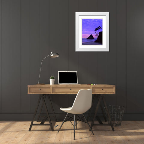 OR, Devils Elbow SP, Sunset over rock formations White Modern Wood Framed Art Print with Double Matting by Terrill, Steve