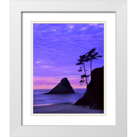 OR, Devils Elbow SP, Sunset over rock formations White Modern Wood Framed Art Print with Double Matting by Terrill, Steve