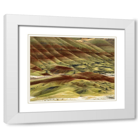 OR, Volcanic ash hills of the Painted Hills Unit White Modern Wood Framed Art Print with Double Matting by Terrill, Steve