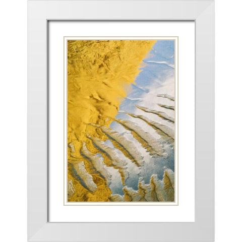 OR, Sand pattern and cloud reflection on beach White Modern Wood Framed Art Print with Double Matting by Rotenberg, Nancy