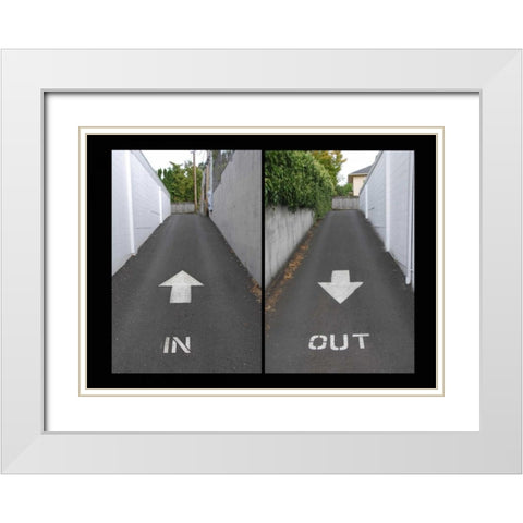 OR, Portland Alley directional arrows White Modern Wood Framed Art Print with Double Matting by Terrill, Steve