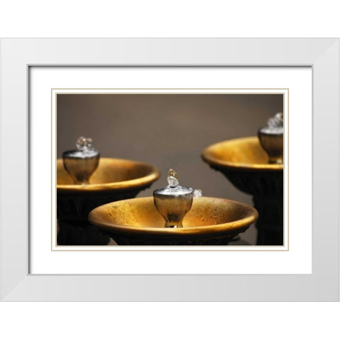 OR, Portland Benson Bubblers in downtown White Modern Wood Framed Art Print with Double Matting by Terrill, Steve