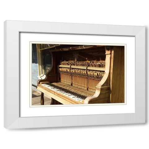OR, Shaniko Ppiano on main street in ghost town White Modern Wood Framed Art Print with Double Matting by Ross, Nancy ,  Steve