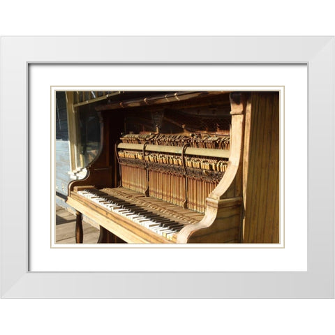 OR, Shaniko Ppiano on main street in ghost town White Modern Wood Framed Art Print with Double Matting by Ross, Nancy ,  Steve