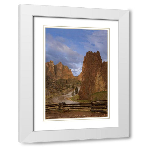 Oregon View of Crooked River in Smith Rock SP White Modern Wood Framed Art Print with Double Matting by Paulson, Don