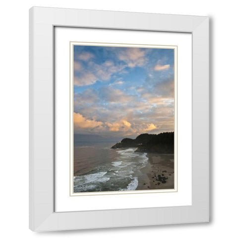 OR, Heceta Head Lighthouse in morning sky White Modern Wood Framed Art Print with Double Matting by Rotenberg, Nancy