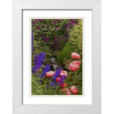 OR,Salem Flowers grow near brook White Modern Wood Framed Art Print with Double Matting by Paulson, Don