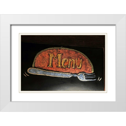 OR, Portland Menu sign at delicatessen White Modern Wood Framed Art Print with Double Matting by Terrill, Steve