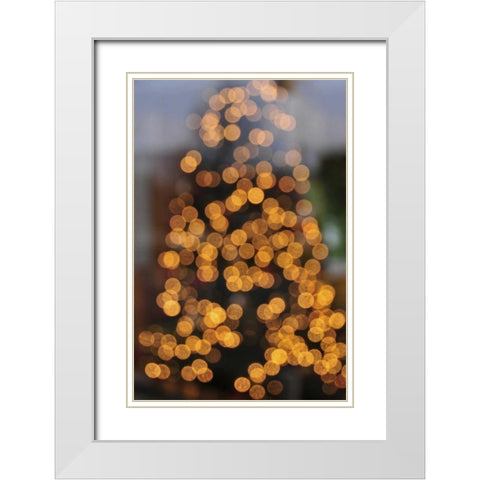 OR, Portland Lights on holiday Christmas tree White Modern Wood Framed Art Print with Double Matting by Terrill, Steve
