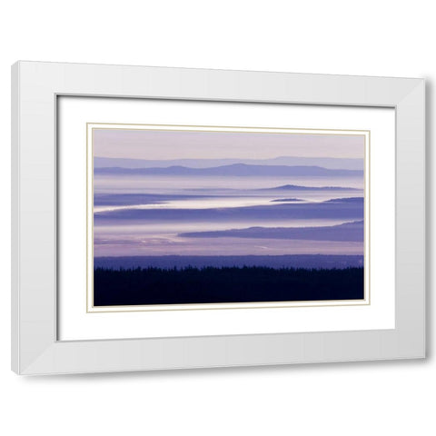 OR, Crater Lake NP Purple haze hangs over valley White Modern Wood Framed Art Print with Double Matting by Paulson, Don