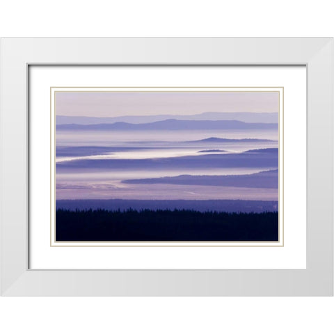 OR, Crater Lake NP Purple haze hangs over valley White Modern Wood Framed Art Print with Double Matting by Paulson, Don