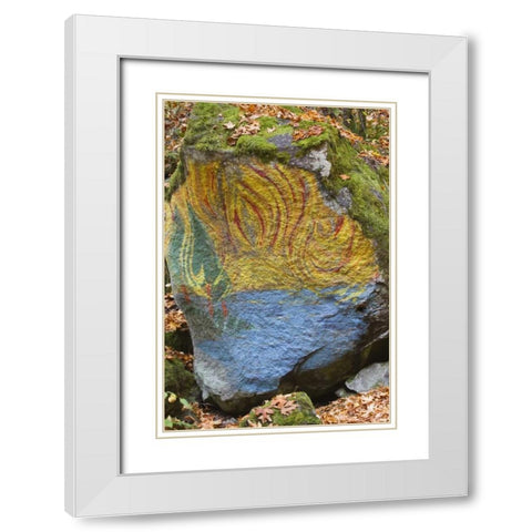 Oregon, Lake Creek Close-up of painted boulder White Modern Wood Framed Art Print with Double Matting by Paulson, Don