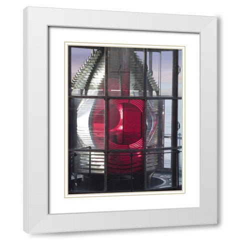 Oregon Cape Meares Lighthouse signal light  White Modern Wood Framed Art Print with Double Matting by Paulson, Don