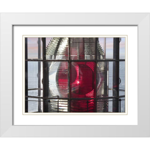 Oregon Cape Meares Lighthouse signal light  White Modern Wood Framed Art Print with Double Matting by Paulson, Don