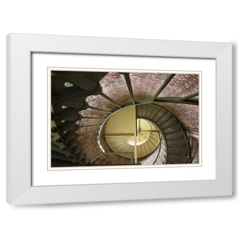 OR, Cape BlancoStaircase of lighthouse tower White Modern Wood Framed Art Print with Double Matting by Kaveney, Wendy