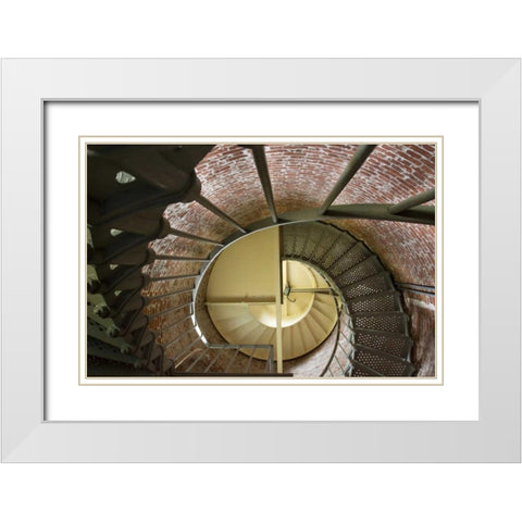 OR, Cape BlancoStaircase of lighthouse tower White Modern Wood Framed Art Print with Double Matting by Kaveney, Wendy