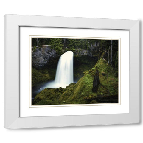 OR, Cascades Waterfall on the McKenzie River White Modern Wood Framed Art Print with Double Matting by Flaherty, Dennis