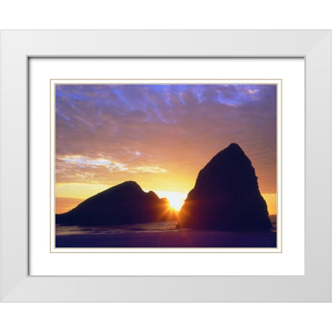 Oregon, Sunset over Gold Beach on the Coast White Modern Wood Framed Art Print with Double Matting by Talbot Frank, Christopher