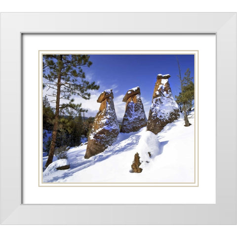 OR, Jefferson Co, The Balancing Rocks in winter White Modern Wood Framed Art Print with Double Matting by Terrill, Steve