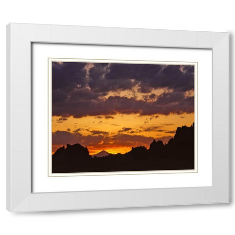 OR, Jefferson Co, Mt Jefferson and Smith Rock White Modern Wood Framed Art Print with Double Matting by Terrill, Steve