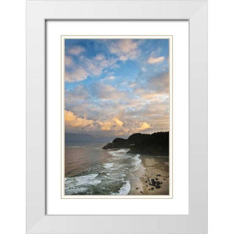 Oregon Heceta Head Lighthouse in morning light White Modern Wood Framed Art Print with Double Matting by Rotenberg, Nancy
