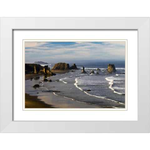 Oregon, Bandon Beach Overview of Bandon Beach White Modern Wood Framed Art Print with Double Matting by Rotenberg, Nancy