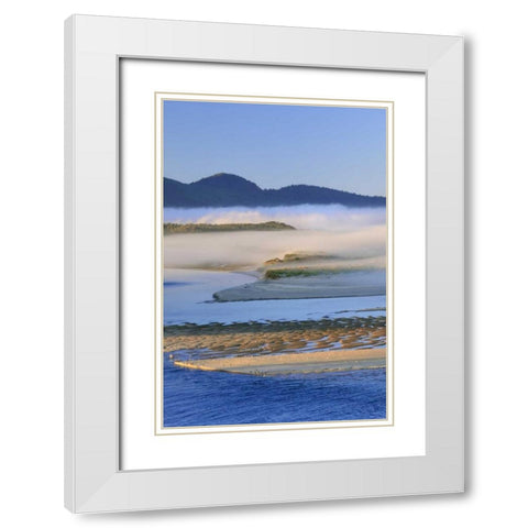 USA, Oregon Fog over Netarts Bay White Modern Wood Framed Art Print with Double Matting by Terrill, Steve