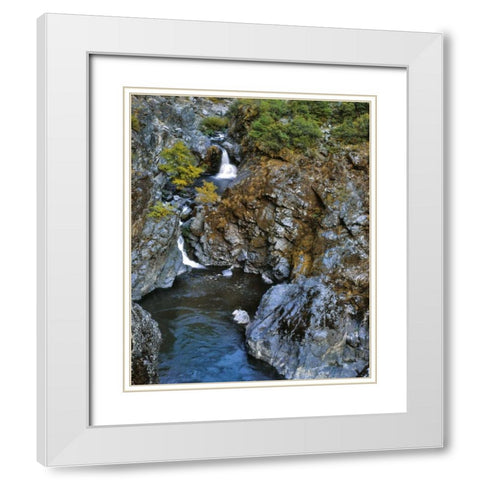 Oregon Stair Creek Falls along the Rogue River White Modern Wood Framed Art Print with Double Matting by Terrill, Steve