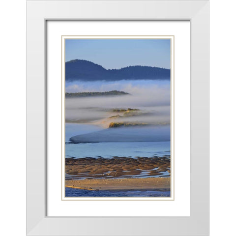 USA, Oregon Morning fog over Netarts Bay White Modern Wood Framed Art Print with Double Matting by Terrill, Steve