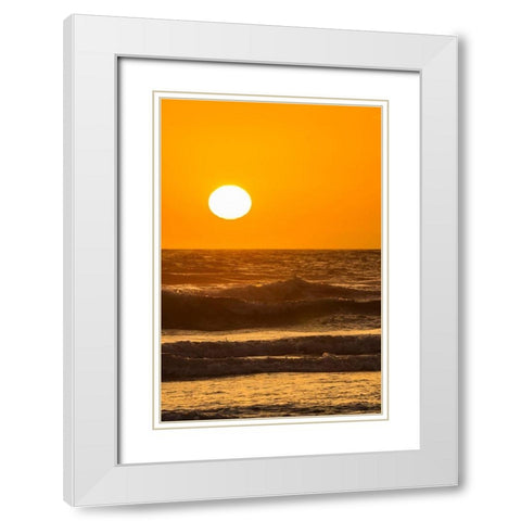 Oregon-Bandon Beach Sunset on ocean surf  White Modern Wood Framed Art Print with Double Matting by Jaynes Gallery