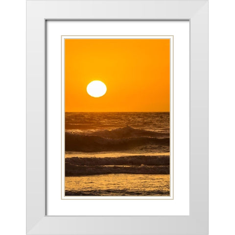 Oregon-Bandon Beach Sunset on ocean surf  White Modern Wood Framed Art Print with Double Matting by Jaynes Gallery