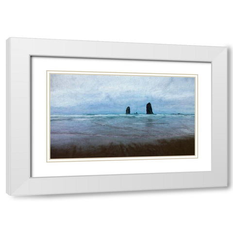 Oregon-Cannon Beach Abstract of The Needles sea stacks and ocean White Modern Wood Framed Art Print with Double Matting by Jaynes Gallery