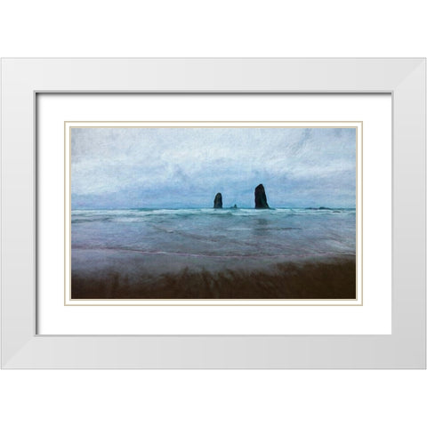 Oregon-Cannon Beach Abstract of The Needles sea stacks and ocean White Modern Wood Framed Art Print with Double Matting by Jaynes Gallery