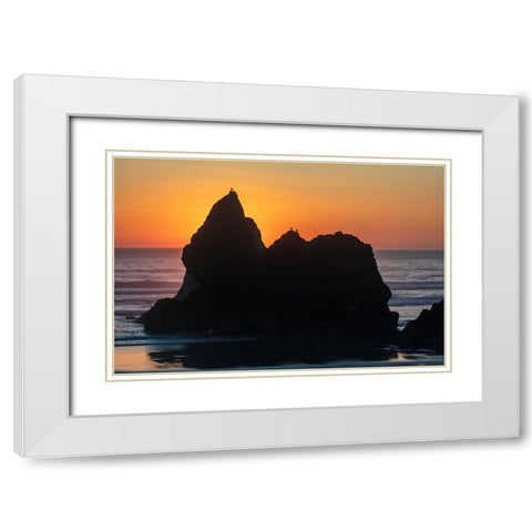 Humbug Point at sunset near Cannon Beach-Oregon-USA White Modern Wood Framed Art Print with Double Matting by Haney, Chuck