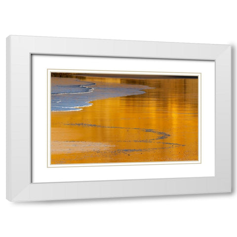 Reflective wet sand at sunrise-Cape Kiwanda in Pacific City-Oregon-USA White Modern Wood Framed Art Print with Double Matting by Haney, Chuck