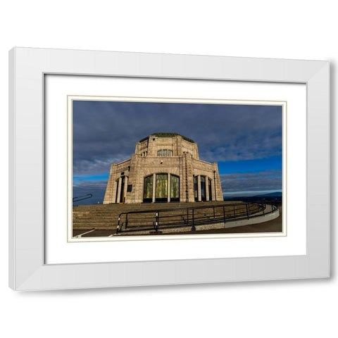Vista House at Crown Point in Multnomah County-Oregon-USA White Modern Wood Framed Art Print with Double Matting by Haney, Chuck