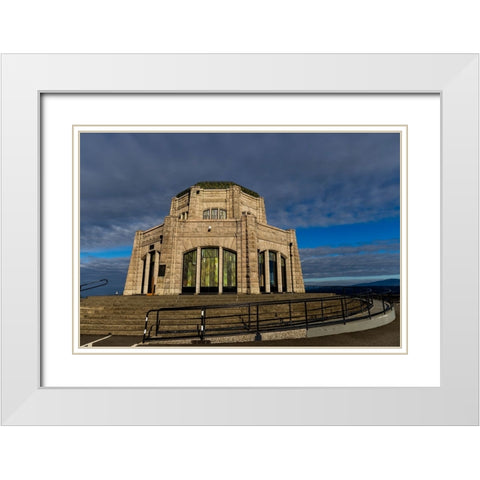 Vista House at Crown Point in Multnomah County-Oregon-USA White Modern Wood Framed Art Print with Double Matting by Haney, Chuck