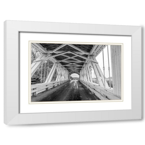 Gilkey Covered Bridge near Scio-Oregon-USA White Modern Wood Framed Art Print with Double Matting by Haney, Chuck