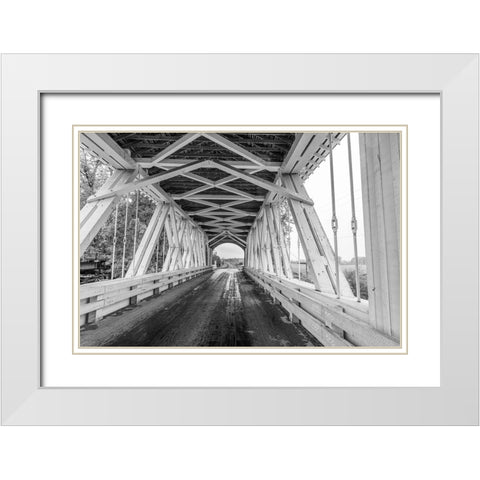 Gilkey Covered Bridge near Scio-Oregon-USA White Modern Wood Framed Art Print with Double Matting by Haney, Chuck