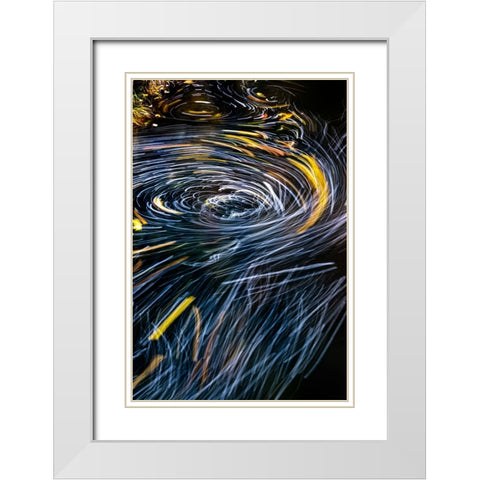 Eddy forms swirling patterns in the Nehalem River in autumn in the Tillamook State Forest-Oregon-USA White Modern Wood Framed Art Print with Double Matting by Haney, Chuck