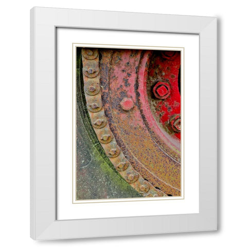 USA- Oregon- Tillamook. Close-up of old and rusted painted truck wheels White Modern Wood Framed Art Print with Double Matting by Gulin, Darrell