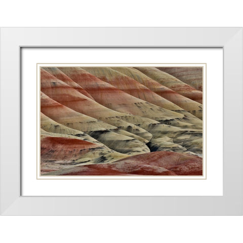 USA- Oregon. John Day Fossil Beds National Monument badlands landscape. White Modern Wood Framed Art Print with Double Matting by Gulin, Darrell