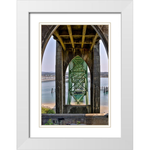 Usa-Oregon-Newport Yaquina Bay Bridge White Modern Wood Framed Art Print with Double Matting by Looney, Hollice