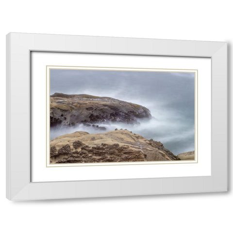 Usa-Oregon-Coos Bay Shore Acres State Park and the Coast White Modern Wood Framed Art Print with Double Matting by Looney, Hollice
