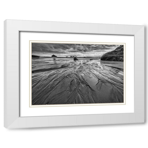 Bandon Beach-Oregon White Modern Wood Framed Art Print with Double Matting by Ford, John