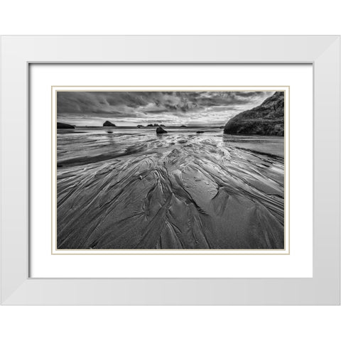 Bandon Beach-Oregon White Modern Wood Framed Art Print with Double Matting by Ford, John